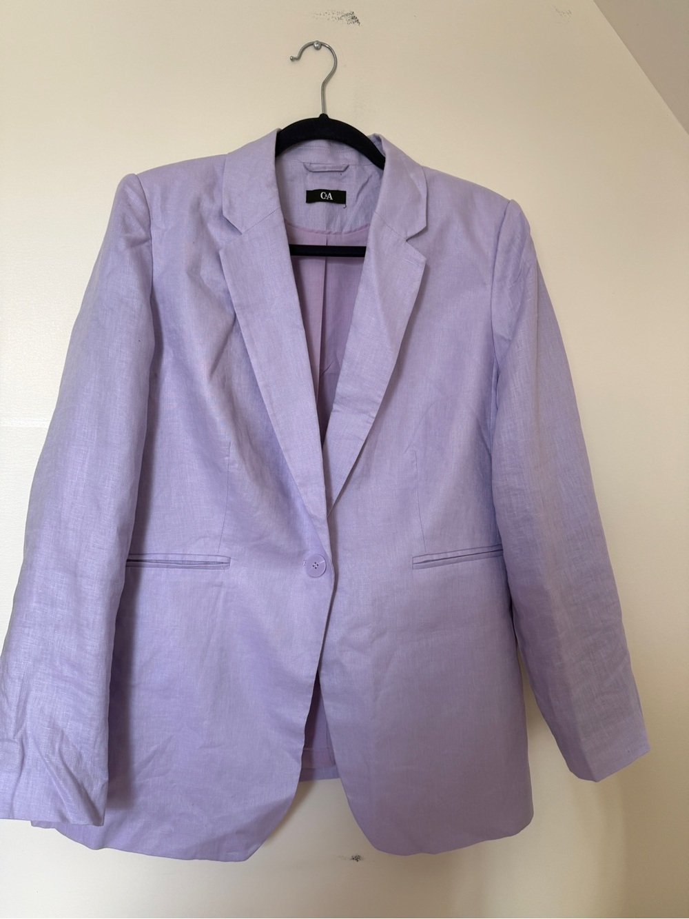 С&A Lavender Linen Blend Blazer & Wide Leg Pants Suit Set EUR 48